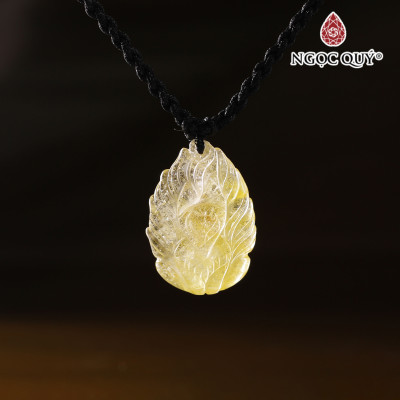 Mặt dây chuyền hồ ly thạch anh tóc vàng 25x17mm mệnh thủy, kim - Ngọc Quý Gemstones