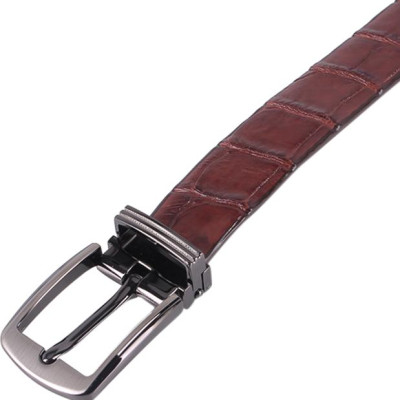 Thắt Lưng Nữ Da Cá Sấu Nguyên Con Bụng Huy Hoàng HT5217 - Nâu Đất