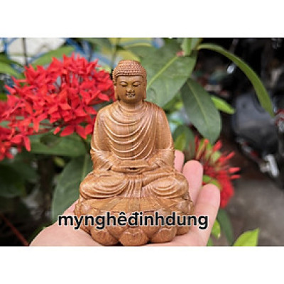 Tượng phật thích ca mi ni bằng gỗ bách xanh thơm nức cao 10x7cm