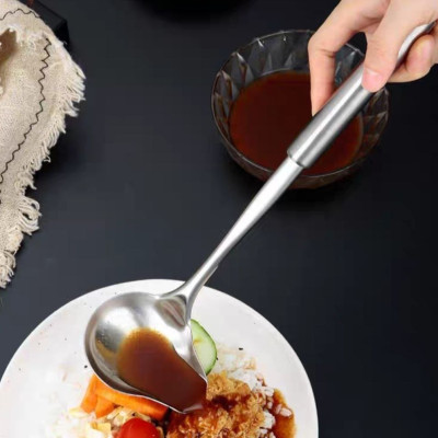 Muôi muỗng thìa to mỏ vịt múc nước lèo múc trân châu, cốt sữa dừa inox (muôi múc trân châu đường đen) 