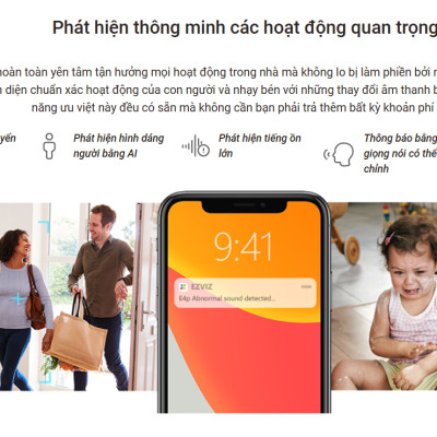 Camera Wifi mắt cá trong nhà EZVIZ E4P 3K (3K+), 4 micro đa hướng, đàm thoại rõ ràng - Hàng chính hãng