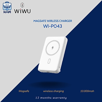 Sạc dự phòng từ tính hàng chính hãng WiWU Magnetic Powerbank 10.000mAh Wi-P043: Sạc không dây 15W, chân đỡ tích hợp