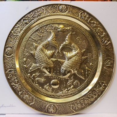 MÂM ĐỒNG VÀNG CHẠM KHẢM - LÝ NGƯ VỌNG NGUYỆT ( CÁ CHÉP TRÔNG TRĂNG)