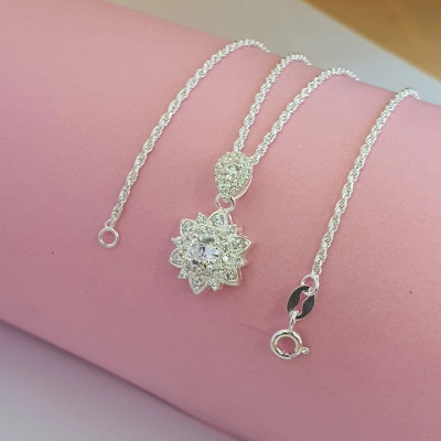 Dây Chuyền Vòng Cổ Bạc  925 Hoa Đính Đá Tinh Tế BẠC HIỂU MINH DMD473