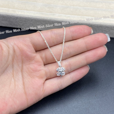 Dây Chuyền Bạc 925 Cỏ 4 Lá Đính Đá Bạc Hiểu Minh DMD543 