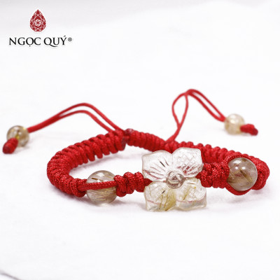 Vòng tay chỉ đỏ mix hoa bạc 16x16mm - Ngọc Quý Gemstones