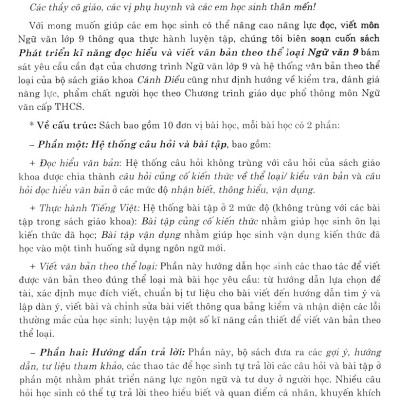 Phát Triển Kĩ Năng Đọc - Hiểu Và Viết Văn Bản Theo Thể Loại Ngữ Văn 9 (Bám Sát SGK Cánh Diều) - HA