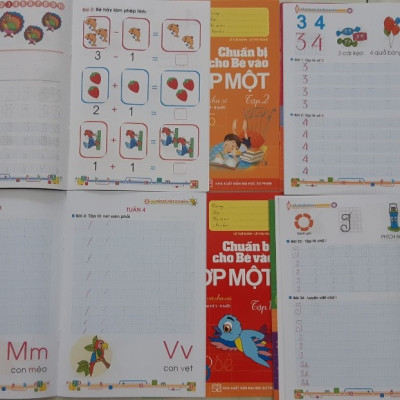 Combo 2 túi : Chuẩn bị cho bé vào lớp 1 (túi 10 cuốn ) + Tập tô màu Mẫu Giáo ( túi 8 cuốn )