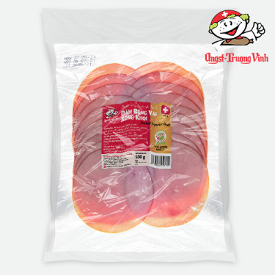 Dăm bông vai xông khói tròn cắt lát/Smoked round ham (Sliced)500GR/PE