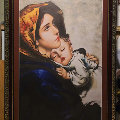 Tranh in dầu Đức mẹ Maria bồng Chúa Jesus