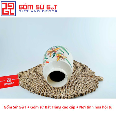 Lọ hoa dáng phích vai vuông vẽ hoa loa kèn Gốm Sứ G&T