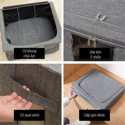 Hộp Vải Oxford Đựng Đồ Khung Thép Gấp Gọn