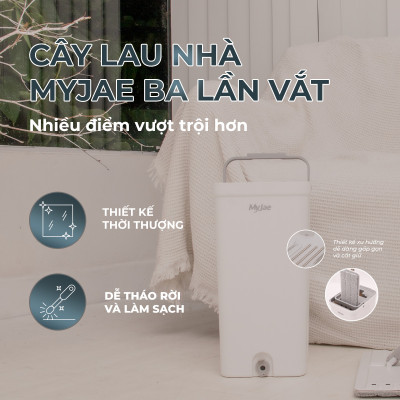 [Phiên bản nâng cấp] Bộ Lau Nhà MyJae Đài Loan Sợi Microfiber 2 Ngăn Tự Vắt Xoay 360 Độ Thông Minh 123cm