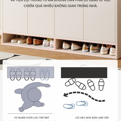 Tủ giày thông minh 4 cánh gỗ mdf phủ melamin phong cách minimalism thương hiệu IGA - GP316