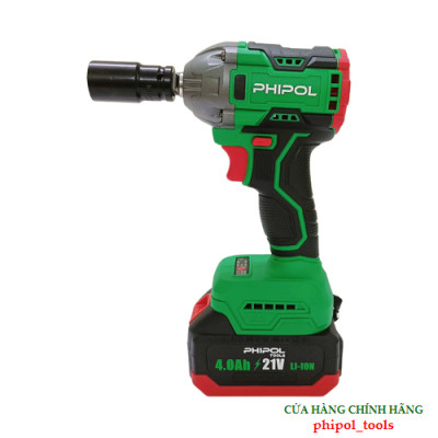 Combo Máy siết bu lông 21V động cơ không chổi than PHIPOL TOOLS PH3032 Kèm 2 pin và sạc - Hàng Chính Hãng