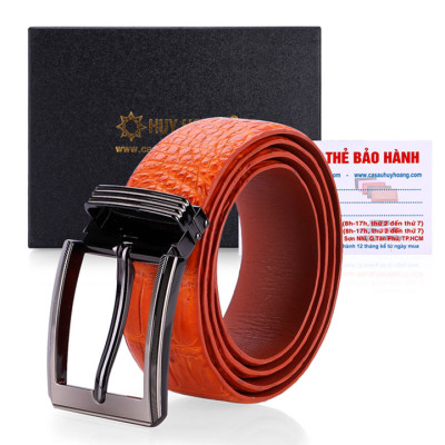 Thắt Lưng Nam Da Cá Sấu Gai Bụng Bản Lớn Đầu Kim Huy Hoàng HT4230 - Vàng