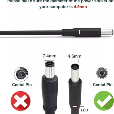 Sạc dành cho Laptop Dell XPS 15 9560 9570 chân kim nhỏ Oval 130W hàng nhập khẩu.