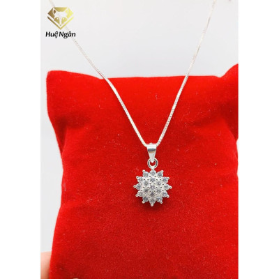 Dây chuyền bạc Ý 925 Huệ Ngân -Hoa đá D160008