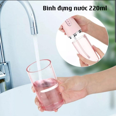 Máy Tăm Nước Cầm Tay Oral Irrigator Sạc Pin Tiện Dụng, Tăm Nước Vệ Sinh Răng Miệng Công Nghệ Châu Âu - Tặng Kèm 4 Đầu