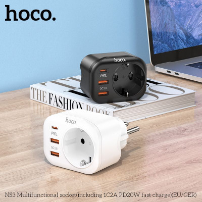 Phíc cắm đa năng 3 trong 1, ổ cắm công suất cao 4.000W, 1 typec sạc nhanh 20W, 2 cổng usb 3.0 tiện lợi - Hàng nhập khẩu