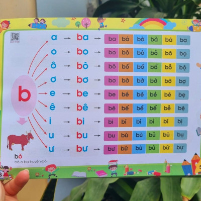 Sách Tập đánh vần Tiếng Việt 2022 dành cho bé 4-6 tuổi (phiên bản mới124 trang) quét mã QR - Tặng kèm bộ thẻ chữ cái và chữ ghép
