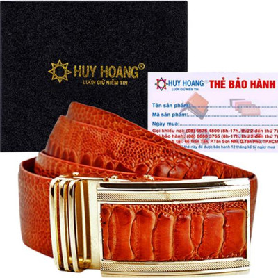 Thắt Lưng Nam Da Đà Điểu Bản Lớn Huy Hoàng HT4419 - Vàng