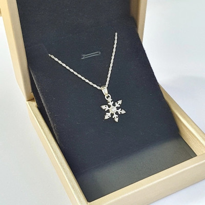 Dây Chuyền Vòng Cổ Bạc 925 Hình Bông Tuyết Đính Đá Tinh Tế BẠC HIỂU MINH DMD467