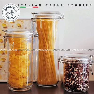 Hũ thủy tinh nắp cài Fido 1000ml thân cao - Bormioli Rocco - Italy