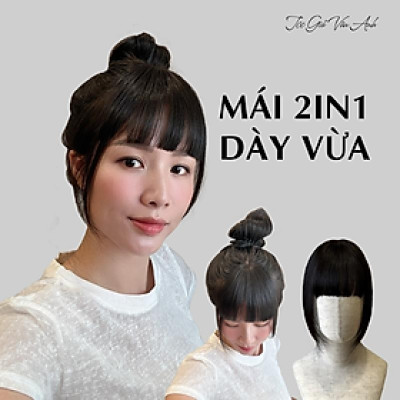 Mái 2in1 dày vừa tóc thậ.t nữ - Tóc Giả Vân Anh Wig