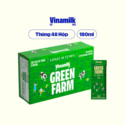 Thùng 48 hộp Sữa Tươi Tiệt Trùng Vinamilk Green Farm có đường 180ml
