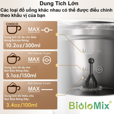 Máy tạo bọt sữa, cà phê, ca cao New Digital 5 trong 1 chuyên nghiệp thương hiệu Mỹ Biolomix BMF102E - Hàng nhập khẩu