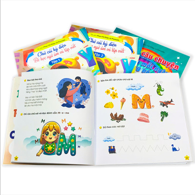 Combo Sách Chữ Cái Kỳ diệu, Từ Vựng Màu Nhiệm và Kho Báu Câu Chuyện có App Bài Giảng cho bé sẵn sàng bước vào lớp 1