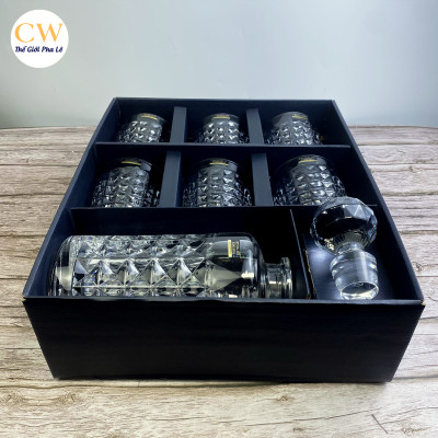 Bộ Bình Ly Rượu Mạnh Whisky Pha Lê Tiệp Khắc Chính Hãng Bohemia Crystalite Diamond