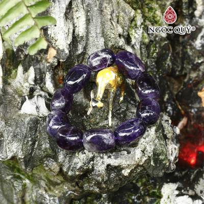 Vòng thạch anh tím hạt thô 13mm mệnh hỏa. thổ - Ngọc Quý Gemstones