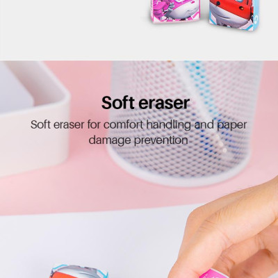 Gôm Tẩy Deli - Super Wings - Đỏ/Hồng - Combo 3 Chiếc Màu Ngẫu Nhiên - EH02000