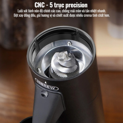 Máy xay hạt cà phê chuyên nghiệp Single Dose, tích hợp 36 chế độ xay, Thương hiệu Mỹ cao cấp HiBREW G5 - Hàng Nhập Khẩu