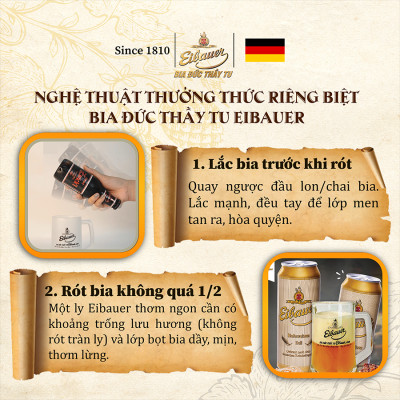 [BIA ĐỨC_SINCE 1810] Bia Tươi Thầy Tu EIBAUER HEFEWEIZEN HELL 5.2 ĐỘ - Bia Tươi Men Sống Thượng Hạng - Nhập Khẩu