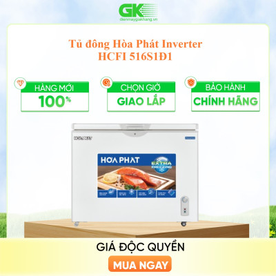 Tủ đông Hòa Phát Inverter 252 lít HCFI 516S1Đ1 - Hàng Chính Hãng