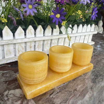 Bộ 3 ly nước, chung nước thờ cúng đá ngọc