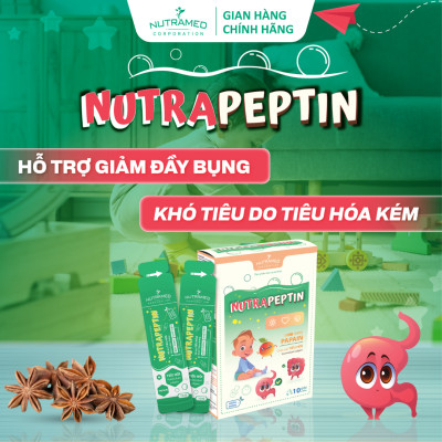 Gói uống Nutrapeptin hỗ trợ giảm đầy bụng, khó tiêu, tiêu hoá kém (10 gói) - Nutramed