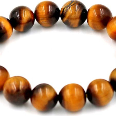 Vòng tay chuỗi hạt đá mắt hổ vàng đen 10 ly 16 hạt