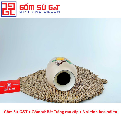 Lọ hoa dáng đùi dế vẽ cam Gốm Sứ G&T