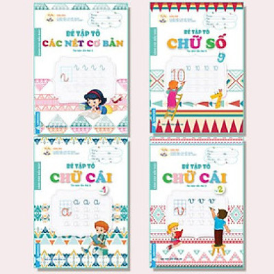 Sách - Tủ Sách Mầm Non - Bé Tập Tô Chữ Cái, Các Nét Cơ Bản, Chữ Số Dành Cho Bé 4-6 Tuổi