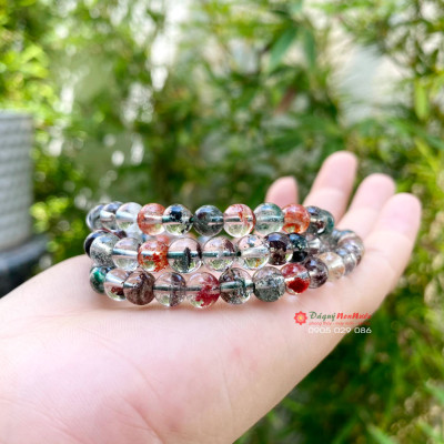 Chuỗi vòng tay đá thạch anh ưu linh 6.5ly quấn 3 vòng