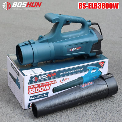 Máy Thổi Lá Cầm Tay Dùng Điện 220V Boshun - BS-ELB3800W - Công Suất Lớn, 6 Cấp Tốc Độ, Cấp Gió  - Bảo Hành Chính Hãg 6 Tháng