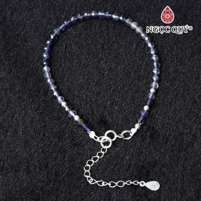 Vòng tay đá sapphire hạt mini khóa bạc thủy, mộc - Ngọc Quý Gemstones