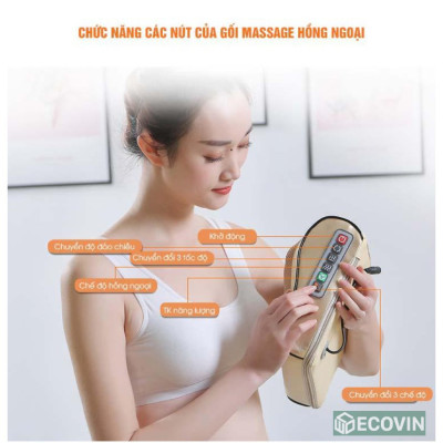 Gối massage hồng ngoại trị liệu 16 bi - Máy massage Cổ, Vai, Gáy, Lưng, Eo cao cấp CHÍNHHÃNG