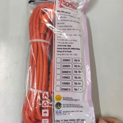 Ổ cắm điện 3 cửa lõi sứ có dây Ominsu Q3500C Plus 3500w, bảo hành 2 năm