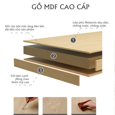 Bàn làm việc ngồi bệt đa năng gỗ MDF phủ melamin thương hiệu IGA - GA15