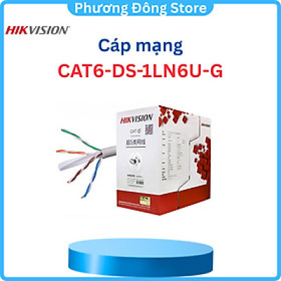 Cáp mạng HIKVISION cat6 8 lõi đồng nguyên chất CAT6 DS-1LN6U-G - Hàng chính hãng
